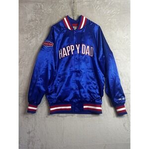 Full Send Men's Medium Happy Dad Blue Satin Jacket Nelk Boys Full Zip